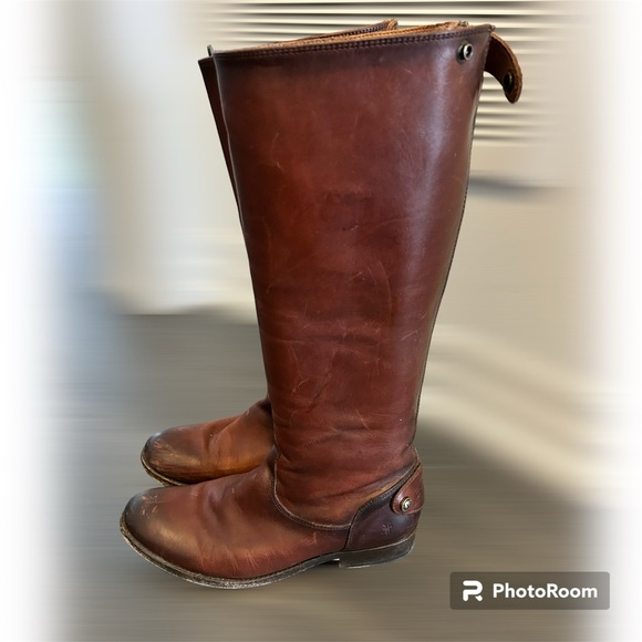 FRYE MELISSA BUTTON BACK ZIP RIDING BOOT IN COGNAC SIZE 6.5 - Picture 5 of 6